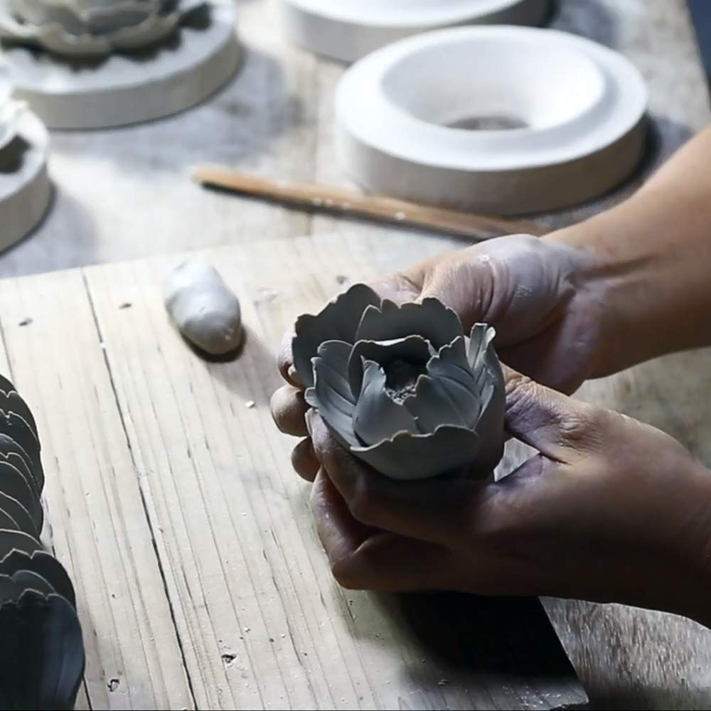 Ceramic Decorative Flowers 3D Wall Hanging Decor Blue Peony 2.8