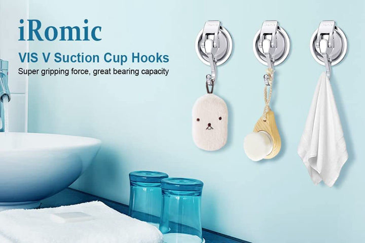 Heavy Duty Vacuum Suction Cup Hooks (2Pack) Specialized for Kitchen&amp;Bathroom&amp;Restroom Organization,