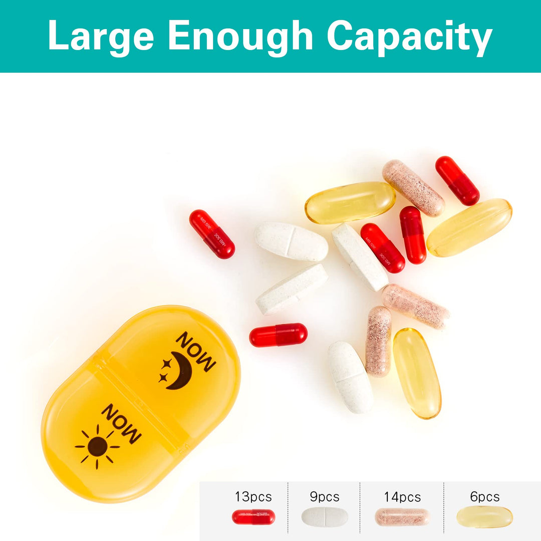 Pill Organizer 2 Times a Day, Weekly Pill Box AM PM Daily Pill Cases Medicine Box (Multicolor)