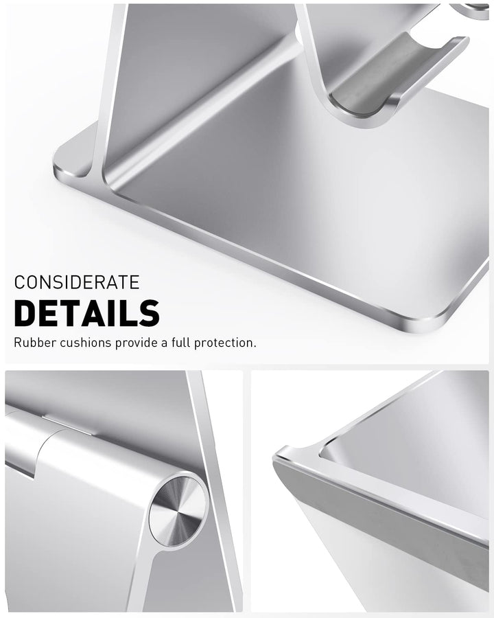 Adjustable Tablet Stand Holder, Sleek Looks Tablet Desktop Stand Dock Constructed from Aluminum - Compatible with iPad Air iPad Pro/iPad Mini [4.7-13], iPhone 15, Galaxy Tab S8, Grey