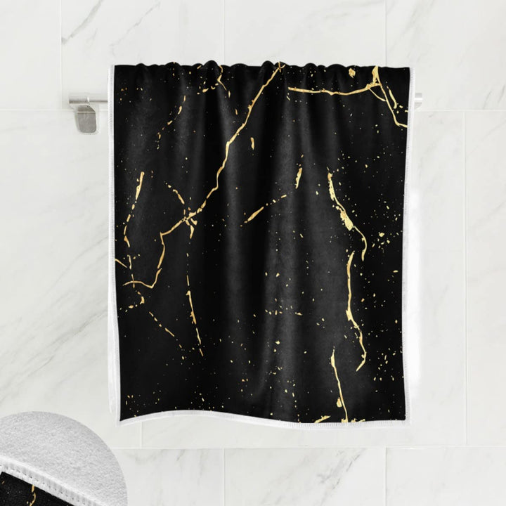 Black Gold Marble Hand Bath Towel Shower Towels Set Tie Dye Kitchen Hanging Gym Fingertip Bathroom Towel Highly Absorbent