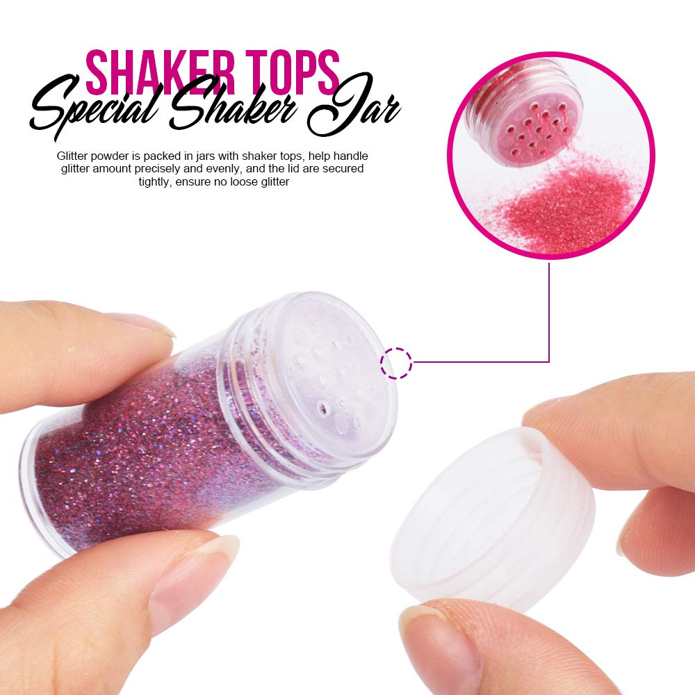 48 Colors Glitter Set, Fine Glitter for Resin, Arts and Craft Supplies Glitter, Festival Glitter Makeup Glitter, Cosmetic Glitter for Body Nail Face Hair Eyeshadow Lip Gloss Making