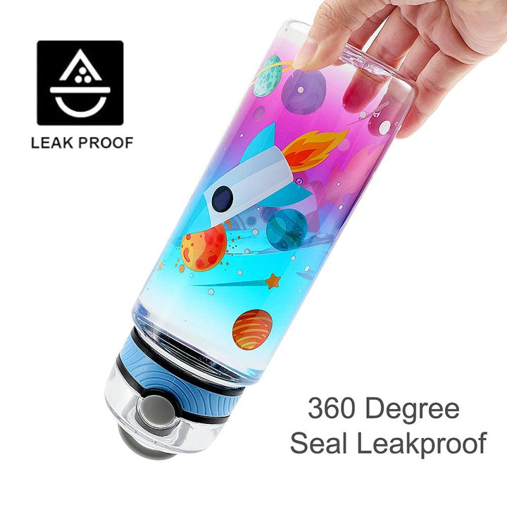 Cute Water Bottle for School Kids Boys, BPA FREE Tritan &amp; Leak Proof Flip Top Lid &amp; Easy Clean &amp; Carry Handle, 23oz/ 680ml - Rocket