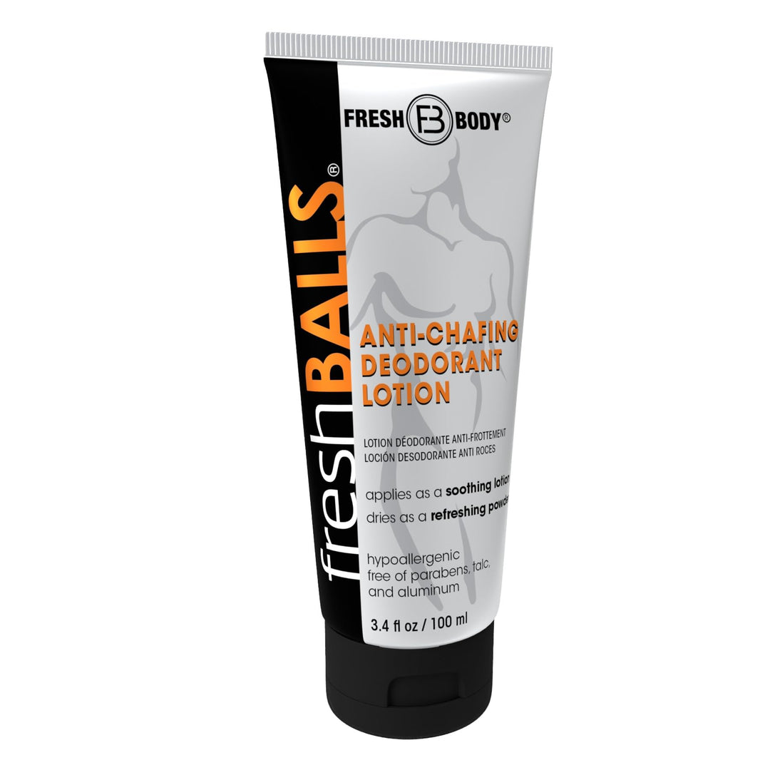 Fresh BALLS Lotion - Men&#39;s Anti-Chafing Soothing Cream to Powder - Ball Deodorant and Hygiene for Groin Area - The Original Anti Chafe Cream for Men, 3.4 fl oz