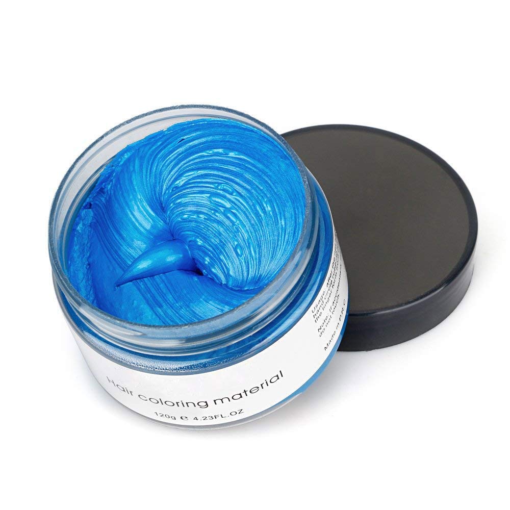 Hair Coloring Dye Wax, Instant Temporary Hair Pomade, 4.23 oz Natural Styling Cream for Men and Women&#39;s Party Cosplay (Blue)