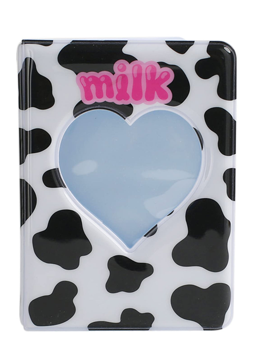 3 Inch Mini Photo Album for Fujifilm Instax Camera, Kpop Photocard Holder Book, 40 Pockets Love Heart Hollow Photo Card Binder (Dairy Cow)