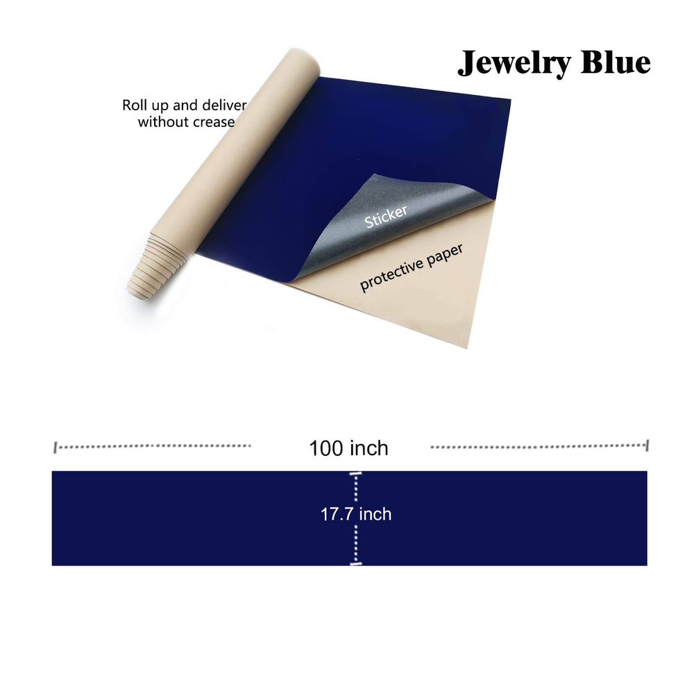 Self-Adhesive Velvet Fabric for Jewelry Display Cabinets, Eye Boxes, Photo Frame Boxes, Boutique Display Cabinets,17.7 by 100 Inches(Jewelry Blue)