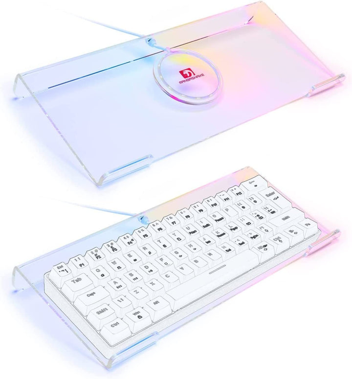 Acrylic Computer Keyboard Holder,366 Kinds RGB Compact Keyboard Tray,Gaming Keyboard USB Interface Titled Keyboard Stand Ergonomic Typing,Clear Keyboard Riser for Office Desk,PC,Gaming.
