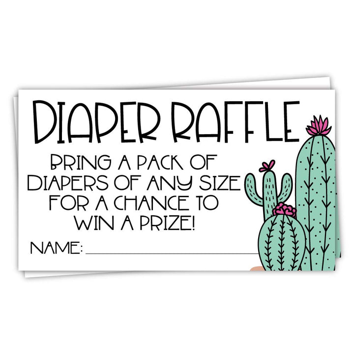 50 Cactus Diaper Raffle Tickets for Baby Shower - Invitation Inserts - Desert Shower Game for Guests