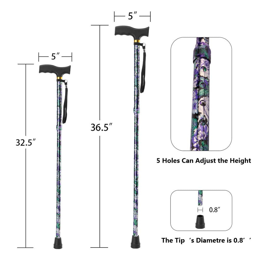 Folding Walking Cane,LIXIANG,5-Level Height Adjustable 