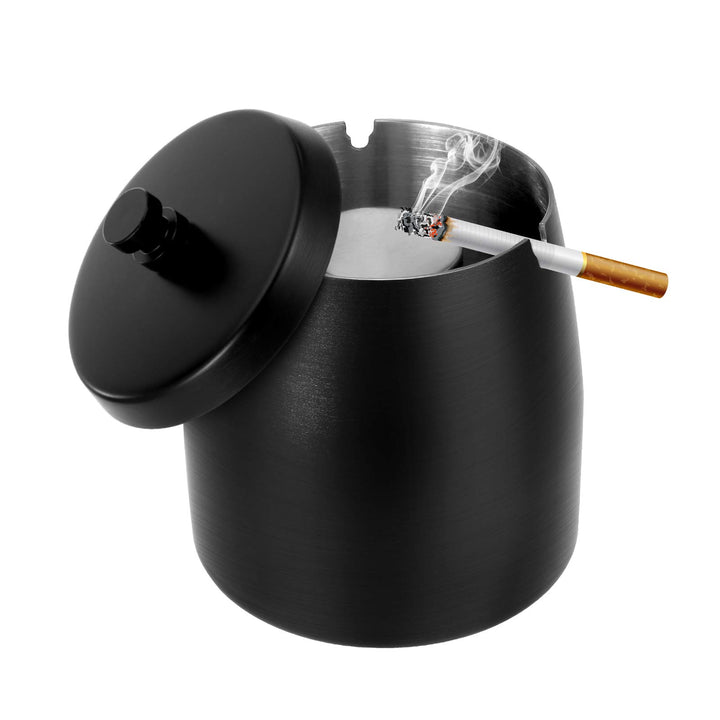 Outdoor Ashtray with Lid Smokeless Stainless Steel Ash Trays Covered Windproof Smell Proof Ashtrays for Outside Patio Home Odorless Office Tabletop