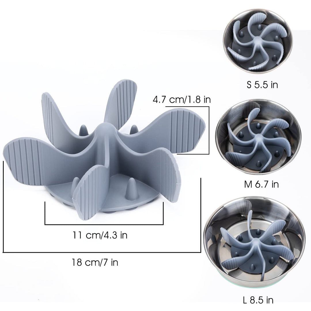 Slow Feeder Dog Bowls Insert [36 Octopus Suction Cups] Super Firm Slow Eating Bowl [Cuttable] for Small Breed and Medium Size Dog Compatible with Regular and Elevated (Spiral)