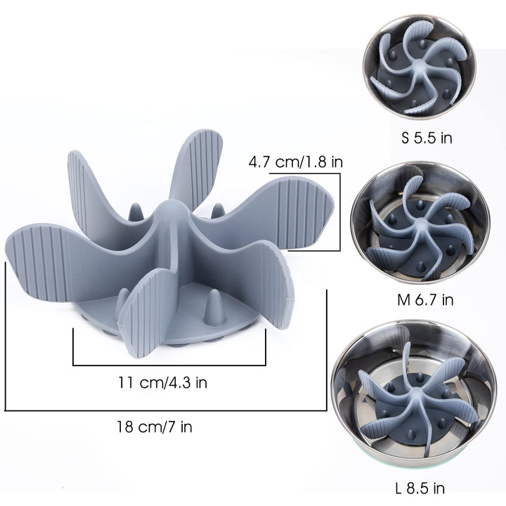 Slow Feeder Dog Bowls Insert [36 Octopus Suction Cups] Super Firm Slow Eating Bowl [Cuttable] for Small Breed and Medium Size Dog Compatible with Regular and Elevated (Spiral)