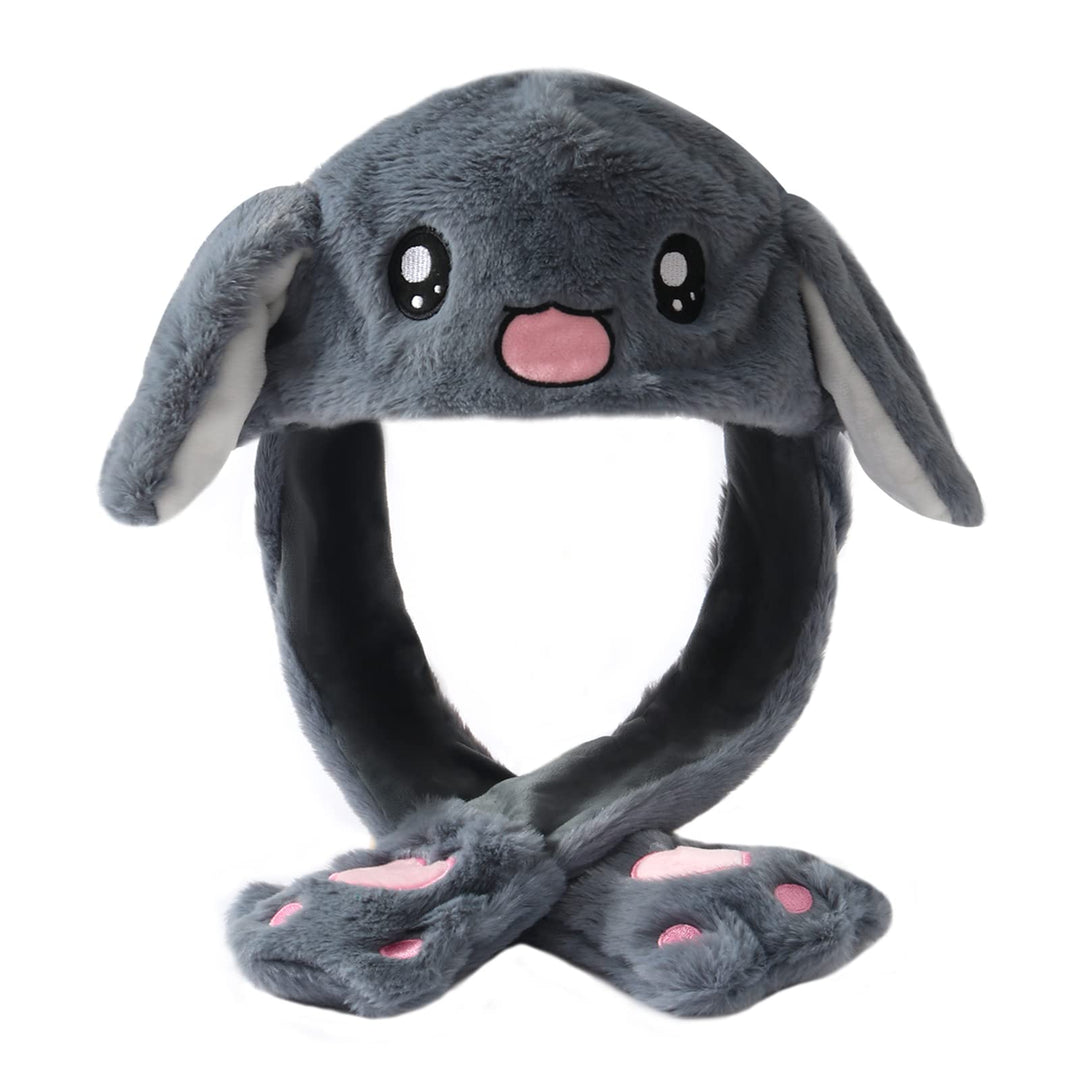 Bunny Hat with Moving Ears for Women, Gray Rabbit