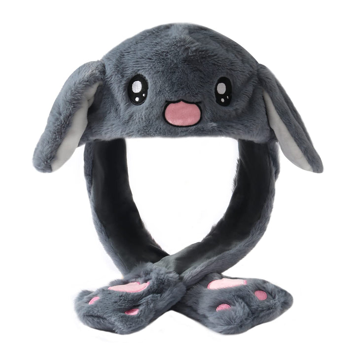 Bunny Hat with Moving Ears for Women, Gray Rabbit