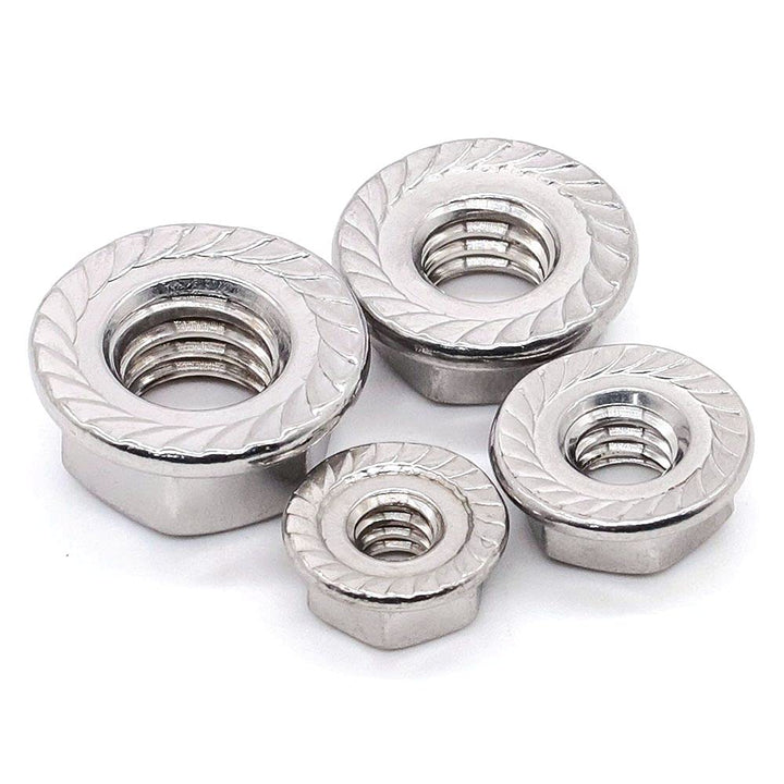 Glvaner M3-0.5 Thread Size (100 pcs) Stainless Steel Hex Flange Nuts Serrated Flange Hex Lock Nuts 304 Stainless Steel Full Thread