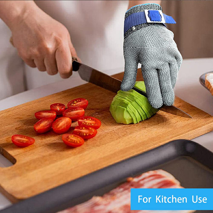Level 9 Cut Resistant Glove, Stainless Steel Mesh Wire Glove, Rustproof Kitchen Cutting Gloves, Butcher Safety Work Metal Glove for Slicing Chopping and Peeling Meat, Fish Fillet, Oyster