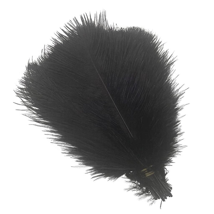 50pcs 8-10inches Ostrich Feathers Craft for Wedding Party centerpieces Home Decoration (Black)