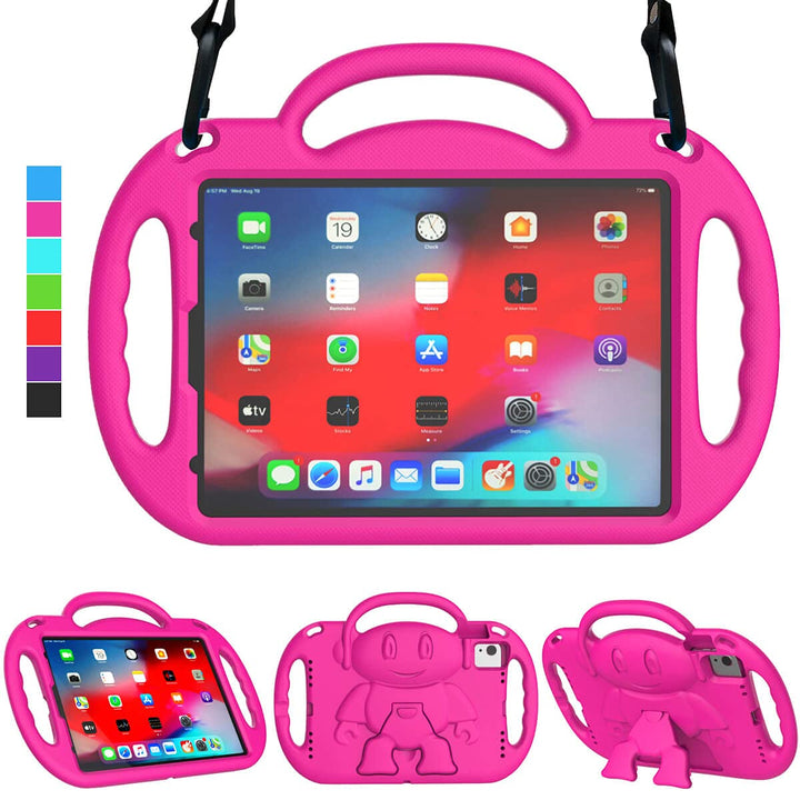 iPad Air 4th/5th Generation Case for Kids, iPad Air 10.9 inch 2020/2022 Case with Shoulder Strap, Handle Stand Protective Case for iPad Pro 11(2022/2020/2021/2018) and iPad Air 4/5, Pink