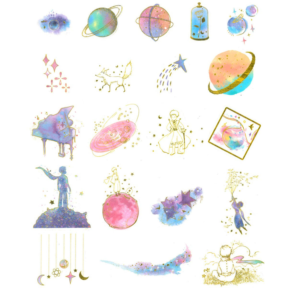 Decorative Scrapbooking Washi Stickers, DIY Crafts for Stationery, Diary, Card Making (60 pcs), Gold Foil 1 (Celestial)