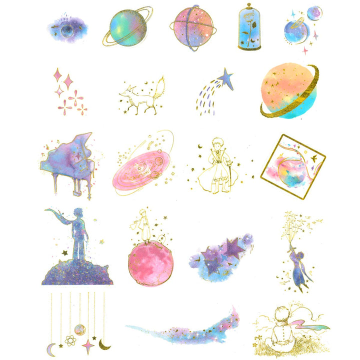 Decorative Scrapbooking Washi Stickers, DIY Crafts for Stationery, Diary, Card Making (60 pcs), Gold Foil 1 (Celestial)