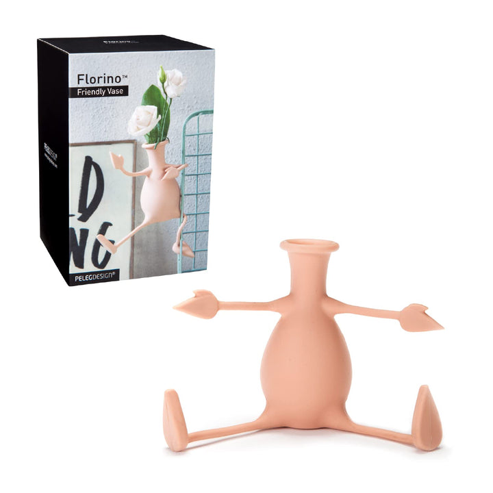 Florino – Friendly Flower Vase Modern Home Décor Vase for Flowers Unique Gifts by Peleg Design (Peach)