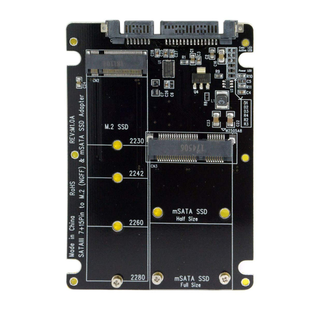 CableCC 2 in 1 Combo M.2 NGFF B-key &amp; mSATA SSD to SATA 3.0 Adapter Converter Case Enclosure