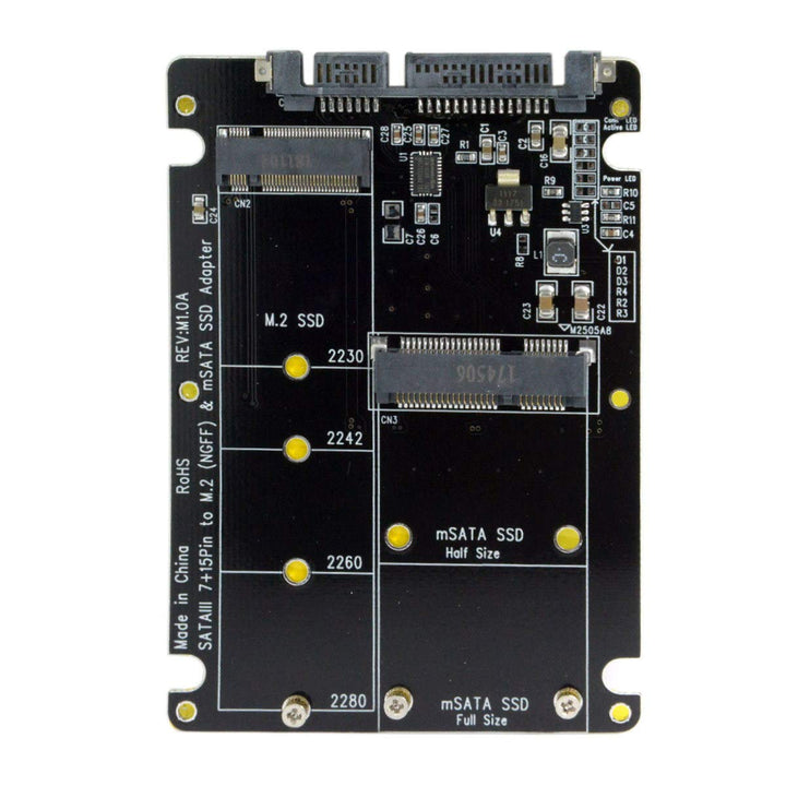 CableCC 2 in 1 Combo M.2 NGFF B-key &amp; mSATA SSD to SATA 3.0 Adapter Converter Case Enclosure
