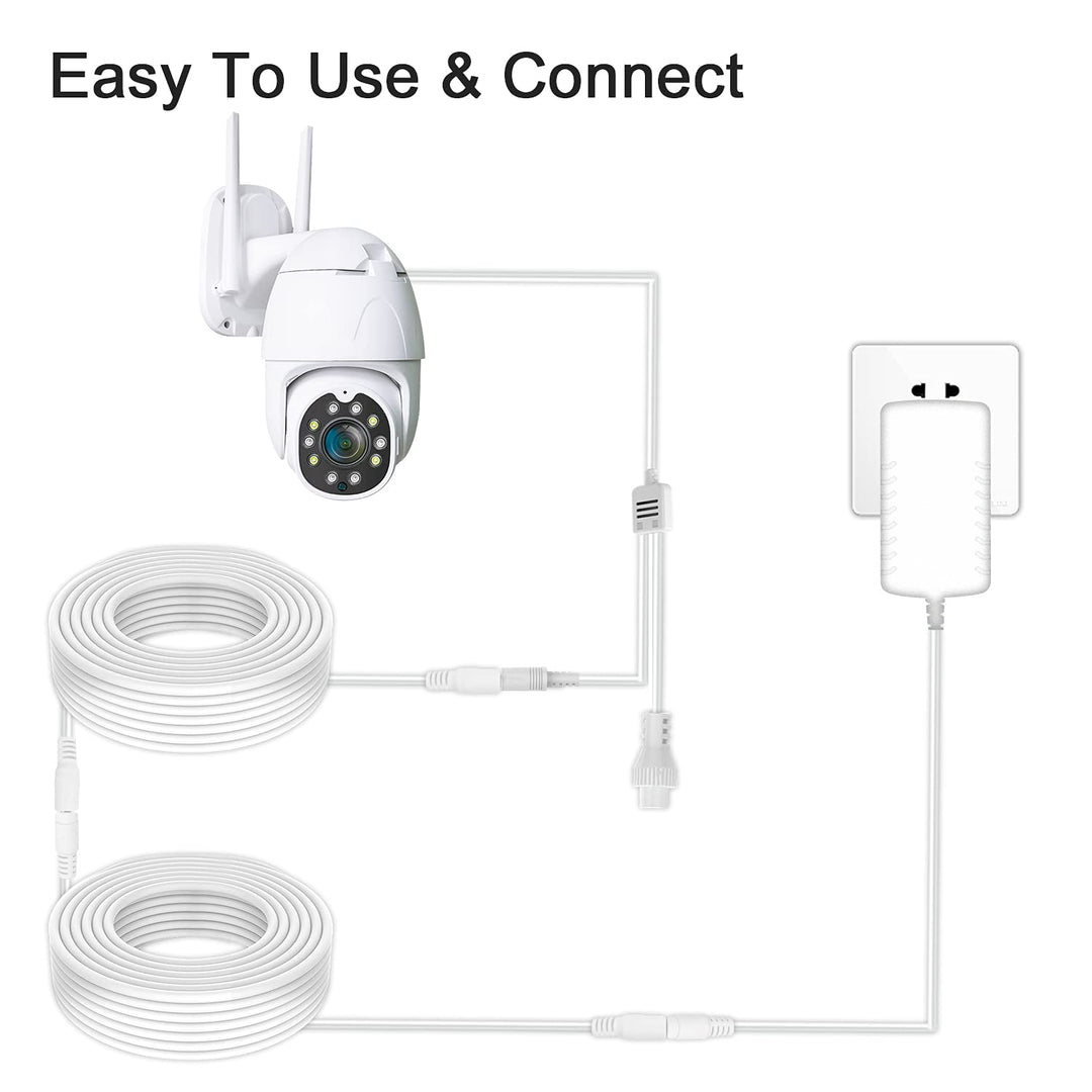 DC Power Extension Cable, 33ft 2Pack 2.1mmx5.5mm DC Plug Power Supply Adapter Extension Cord 20AWG Power Cord Compatible with 12V,24V Wireless CCTV IP Security Camera,Led Strip Lights(2pcs White)