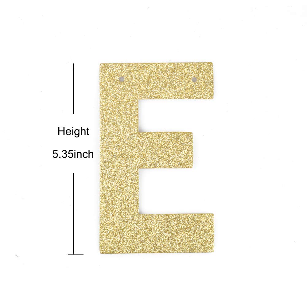 13 Years Loved Banner, Gold Gliter Paper Sign for 13th Birthday Party/Wedding Anniversary Decorations