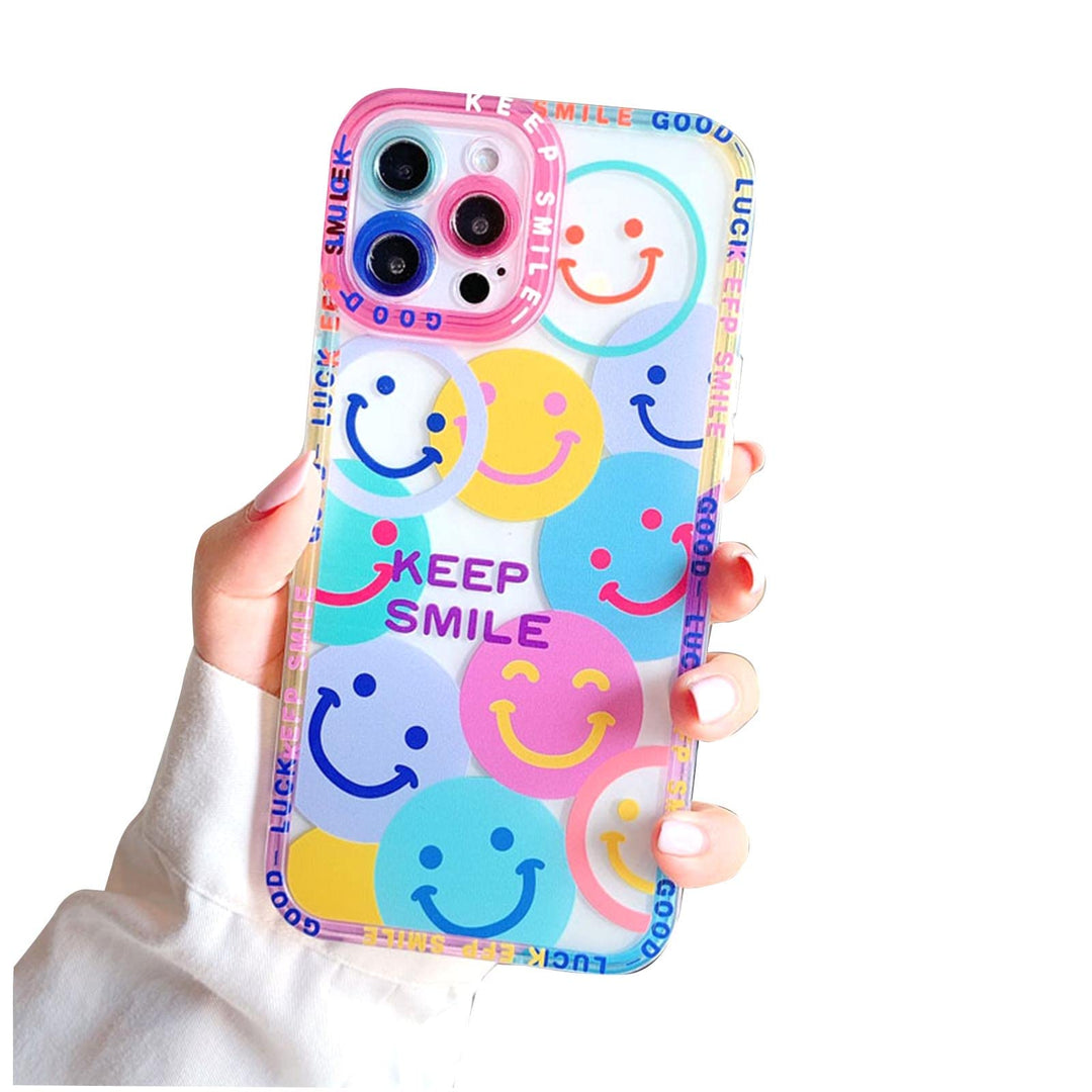 Cute Smile Face Phone Case Compatible with iPhone 11 Pro Max Lens Protection Shockproof Fashion Soft TPU Clear Smile Cover Case for Women Girl Colorful