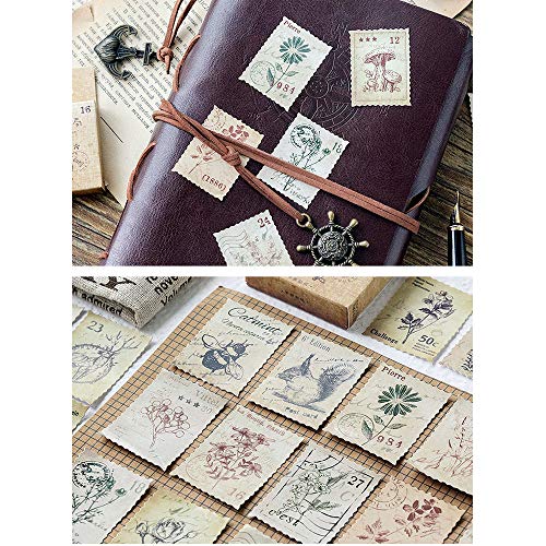 138 Pcs/3 Sets Post Stamp Stickers Retro Cute Plants/An