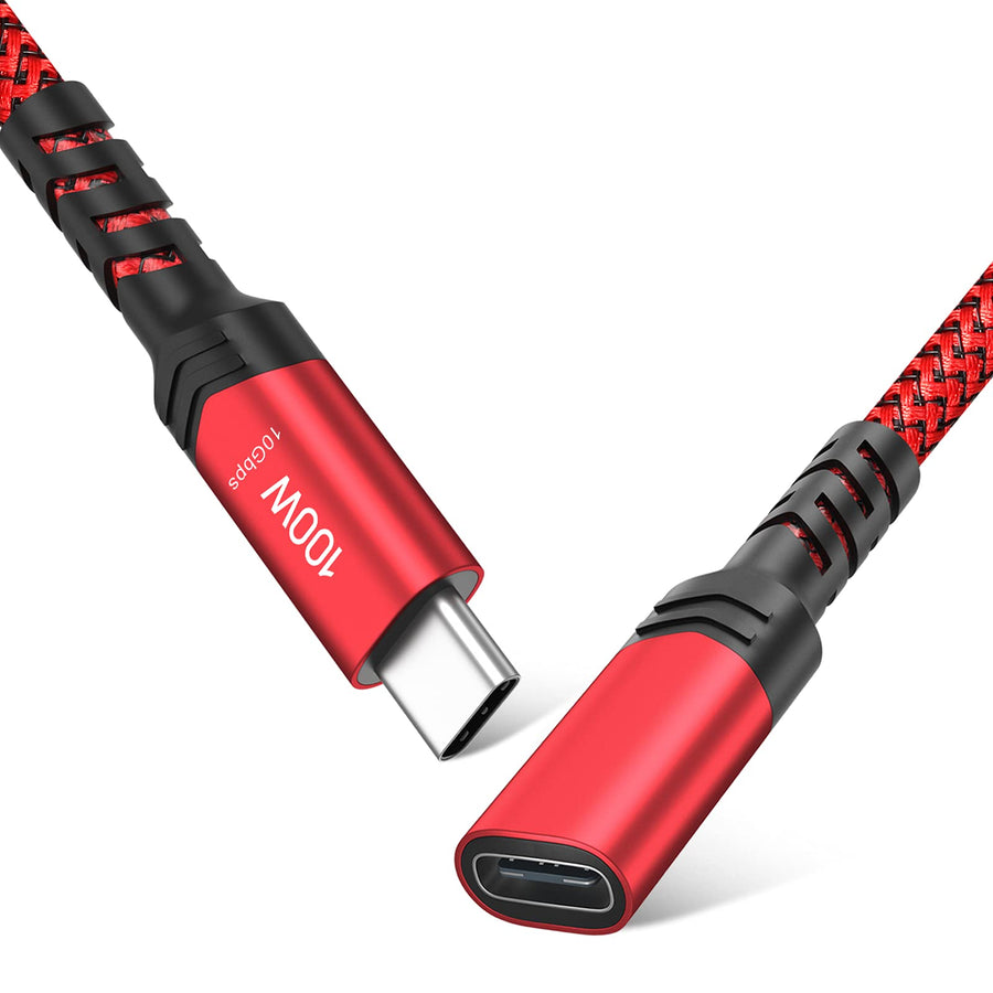 USB C Extension Cable, [3ft] USB 3.2 10Gbps Type C Male to Female Extender Cord 4K Video Audio Output Compatible with USB C Docking Station,MacBook,Chromebook,iPad,Dell XPS,Galaxy S21,SSD-Red