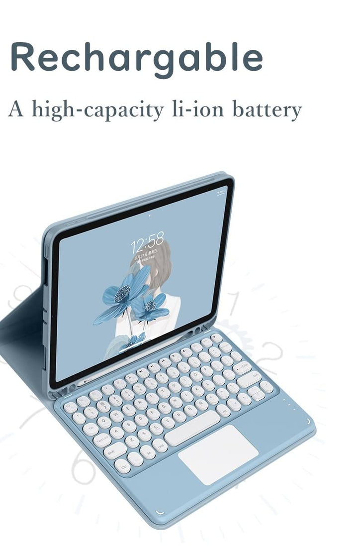 Keyboard Case for iPad Air 11 inch (M2)/ iPad Air 5th 4th Generation 10.9 inch Touchpad Detachable Round Key Keyboard Slim Folio Smart Cover for iPad Air 5 2022 Air 4 2020 (MintGreen)