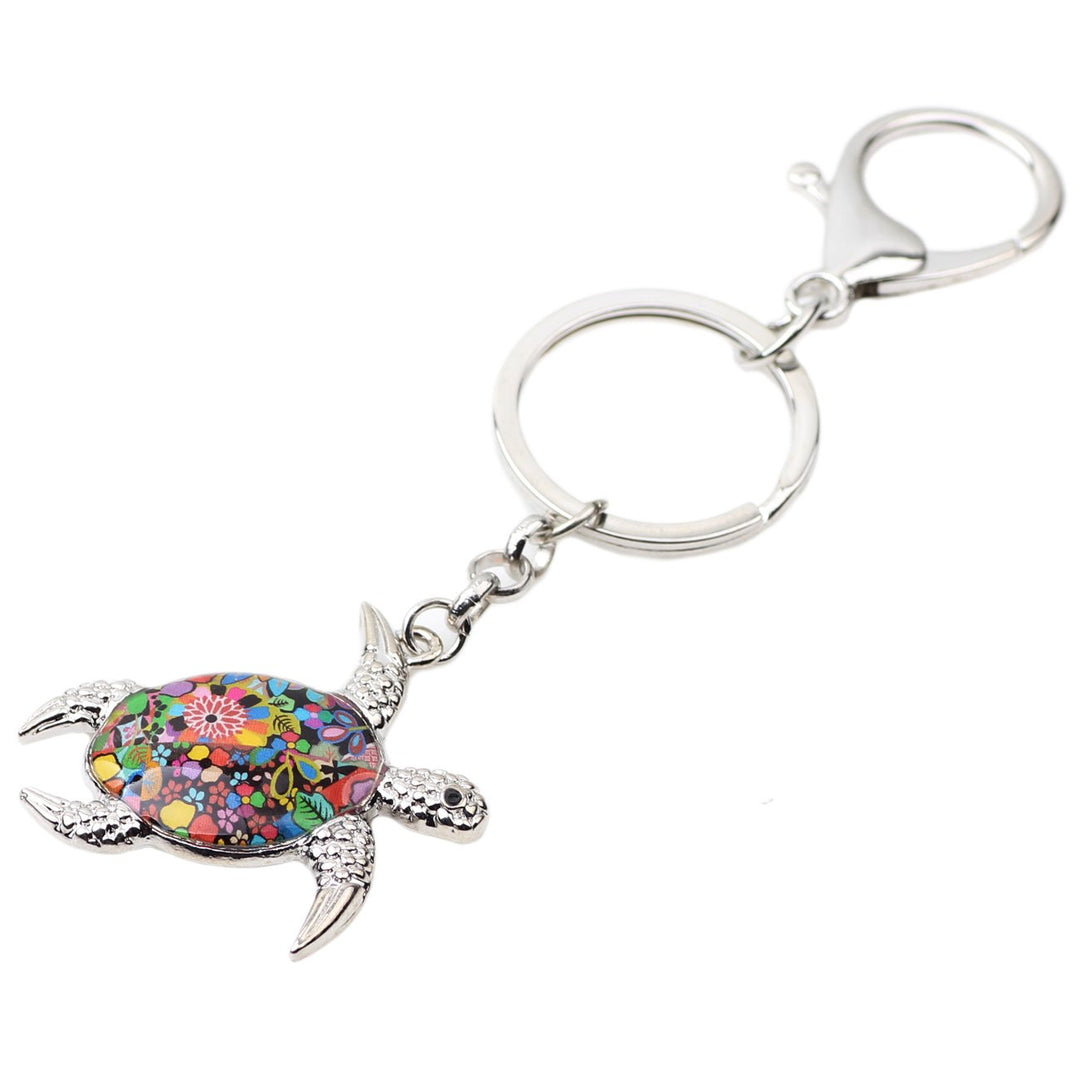 Enamel Metal Turtle Keychain For Women Girls Gifts Car Purse bag Tortoise Pendant Charms (A)