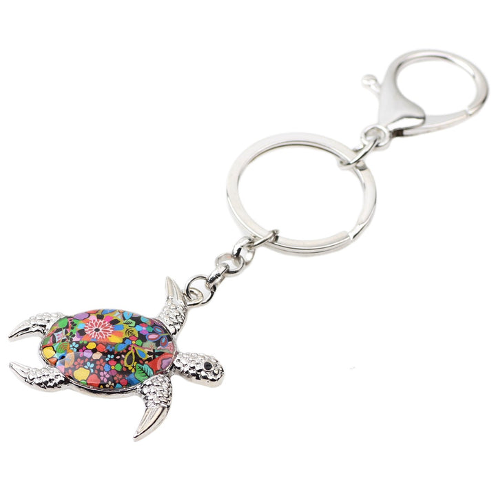 Enamel Metal Turtle Keychain For Women Girls Gifts Car Purse bag Tortoise Pendant Charms (A)