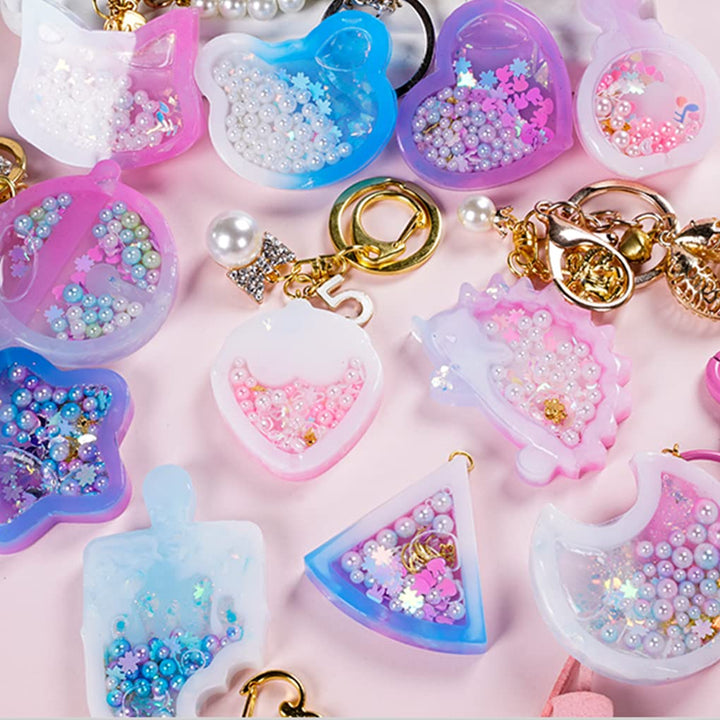 9Pcs Resin Shaker Molds,Kawaii Quicksand Epoxy Casting Mold,Cat Animal Silicone Mold with 3 Sheets Film DIY Pendant Jewelry Decoration Craft