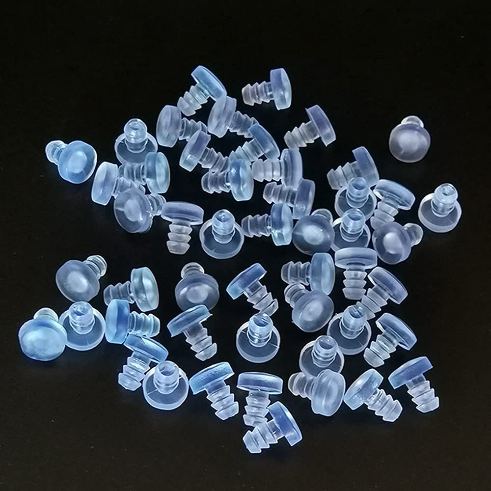 50 Pack 4.8mm Glass Top Table Bumpers with Stem, Clear Rubber Glass Table Bumper, Patio Table Spacers, for 3/16Inch Hole Furniture Cabinet