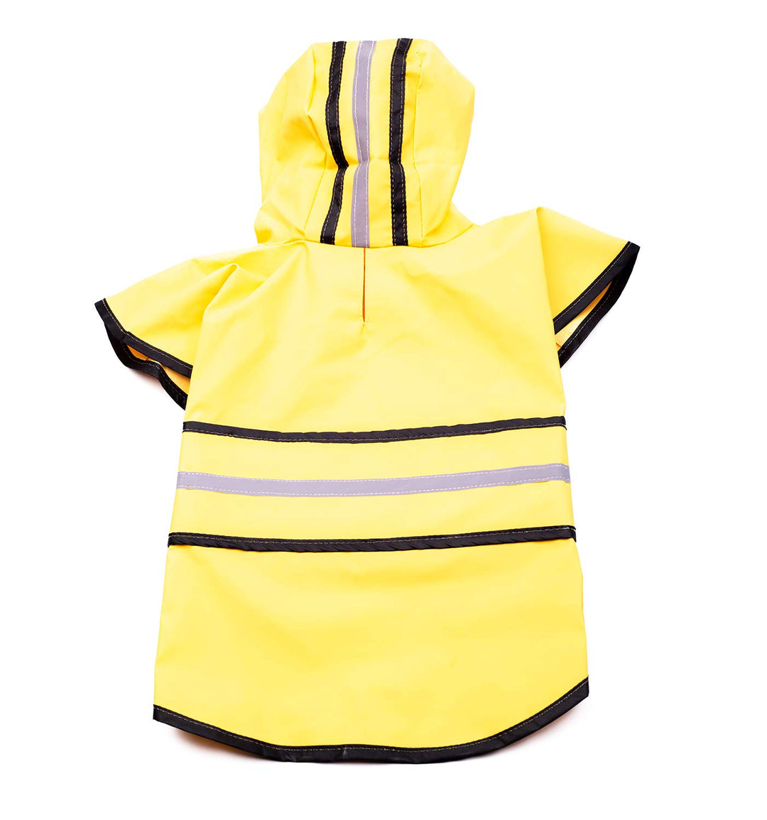 SPOT Rainy Days Slicker - Yellow Dog Rain Jacket With Hood, Reflective Strip for Safety, Leash Hole &amp; Adjustable Velcro Belly Strap, 100% Polyester Water Resistant Pet Raincoat - Small, 9in Long