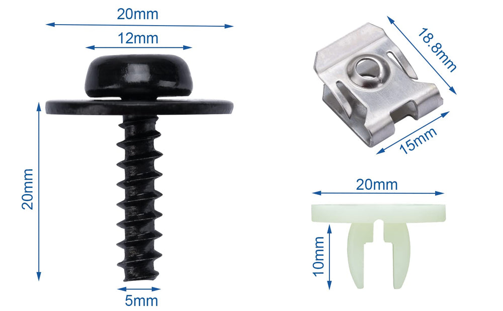 12Sets T30 Engine Splash Shield Guard Undertray Cover Tapping Screws & Grommet Bolt Nut Clip Kit or Ford C-Max Escape Focus Transit Connect Edge F-150 Lincoln MKC & MKX