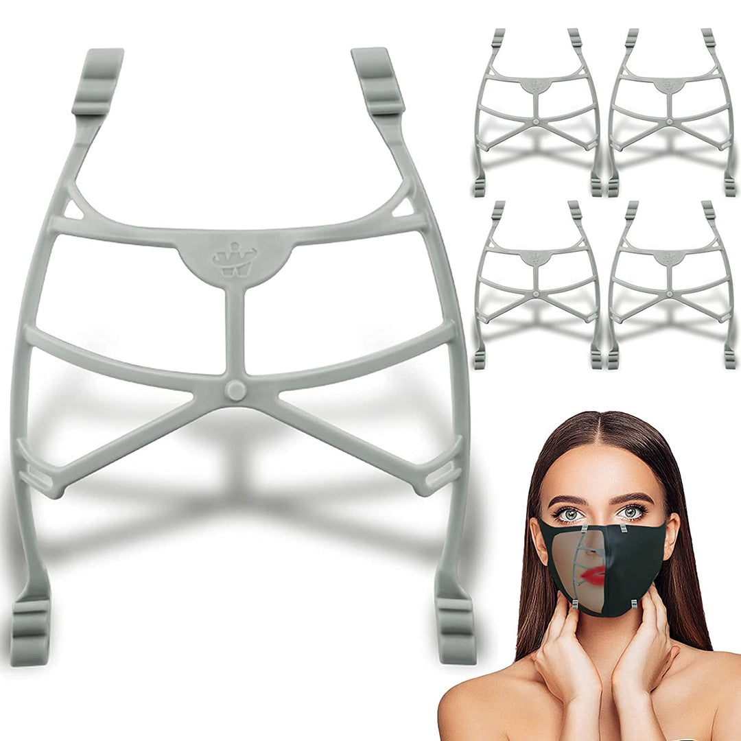Face Mask Bracket Large for Men,Mask Bracket Internal Support Frame with Ear Loops,Upgrade 3D Mask Bracket for Adult,Keep Fabric Off Mouth 5 Pcs,Gray