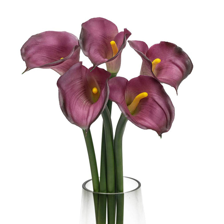 Artificial Flowers Calla Lilly 25.6&#39;&#39; Large Latex Fake Bouquet Soft Real Touch Long Stem Plants 5 Pcs for Home,Living Room,Bedroom,Dining Table,Office,Weddings Party Garden Décor(Purple)