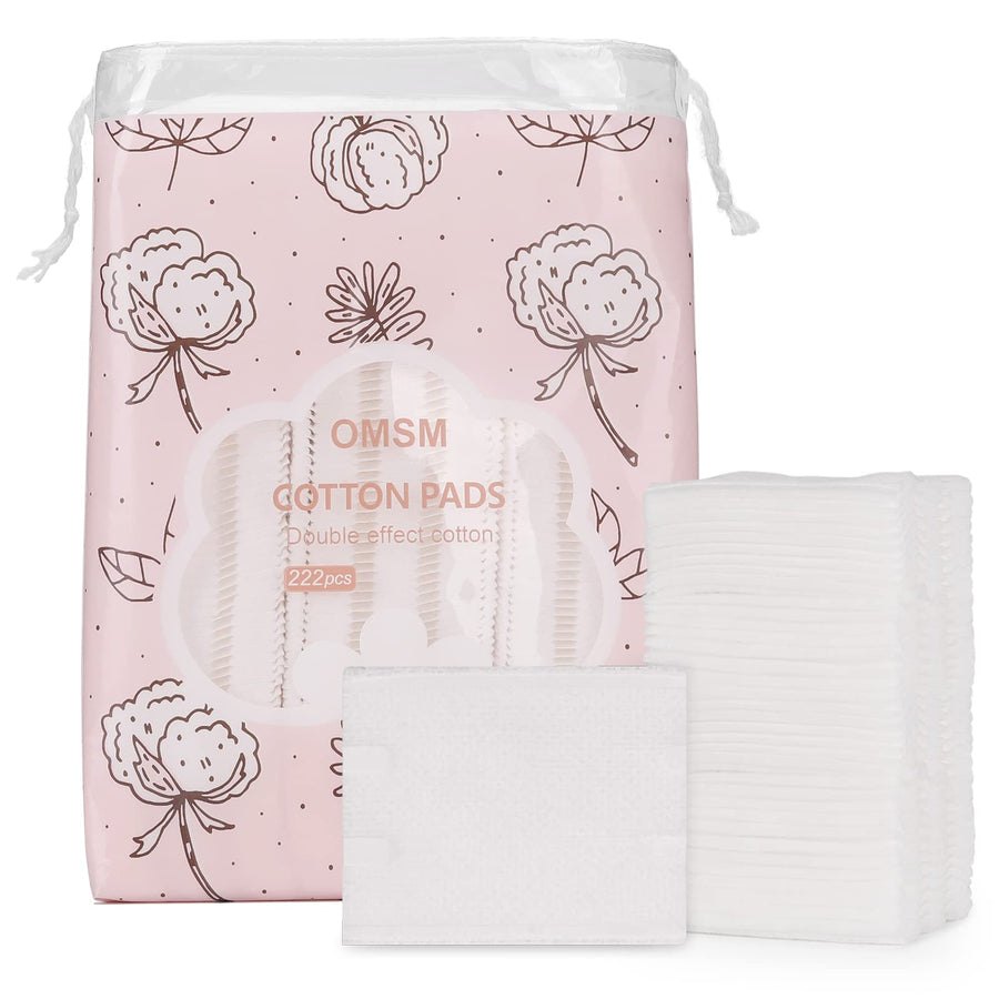 100% Natural Cotton Pads,Effectively Cosmetic Cotton Cosmetic Facial Eye Makeup Remover Pads,Double-Side Save Water Soft Gentle Makeup Tools(222PCS)
