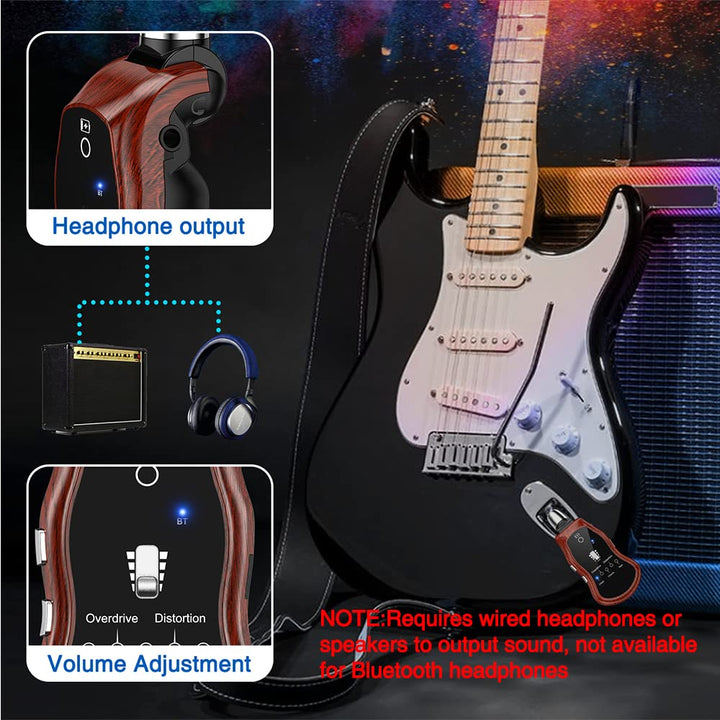 CAMOLA Guitar Headphone Amp Portable Mini Plug Guitar Headphone Amplifier Rechargeable Travel Pocket Electric Guitar Bass Amp with Bluetooth Receiver Clean Chorus Flanger Metal and Wah 5 Effects
