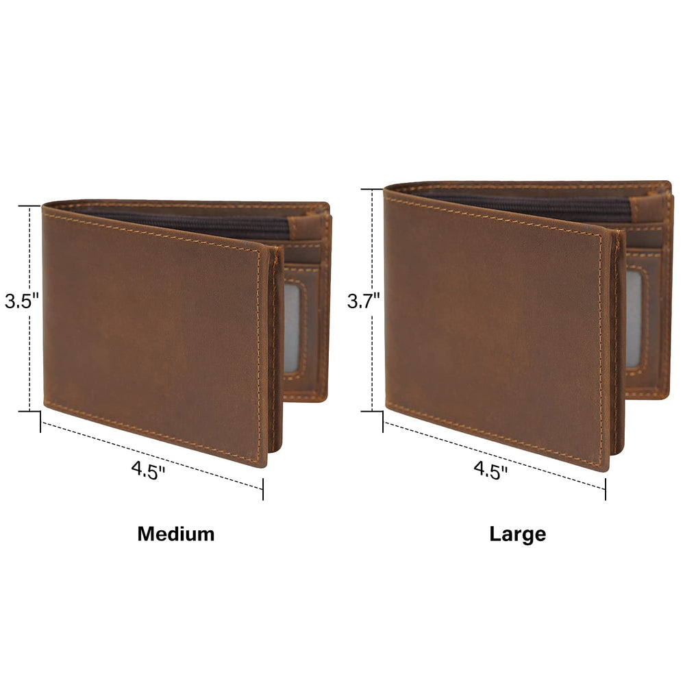 Polare RFID Blocking Cowboy Genuine Natural Crazy Horse Leather Bifold Wallet For Men
