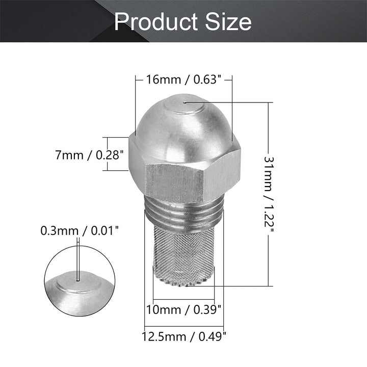 MroMax 1/4BSP 0.3mm Orifice Spray Dia 304 Stainless Ste
