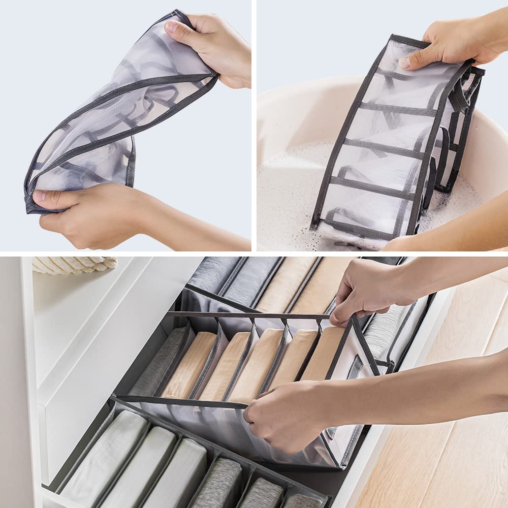 Wardrobe Clothes Organizer, 9 grids Closet Organizers and Storage, Dresser Drawer Organizers for Clothing,Pants Jeans Organizer,T-Shirts,Socks,Skirts,Jeans, Legging,Bra, Underwear for Closet