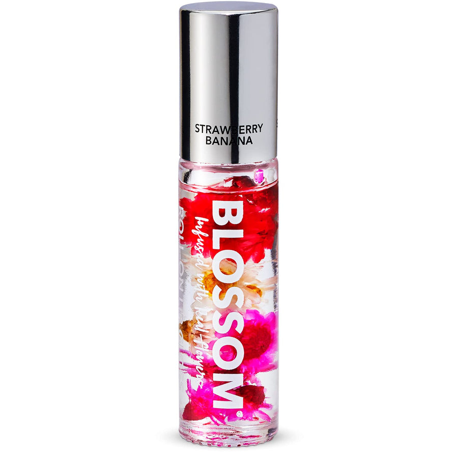 Blue Cross - Scented Lip Gloss with Real Flowers 0.2oz- Pick Any Flavor (Strawberry Banana 0.2 fl.oz)