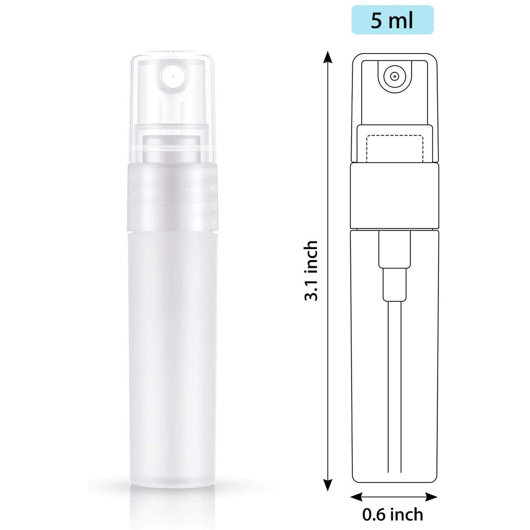 Yi-gog 32 Pcs Plastic Frosted Spray Bottle, 5 ml/ 0.17 oz Fine Mist Spray Bottles Colorful Travel Perfume Sprays Empty Refillable Perfume Bottles for Essential Oils, Travel, Perfume