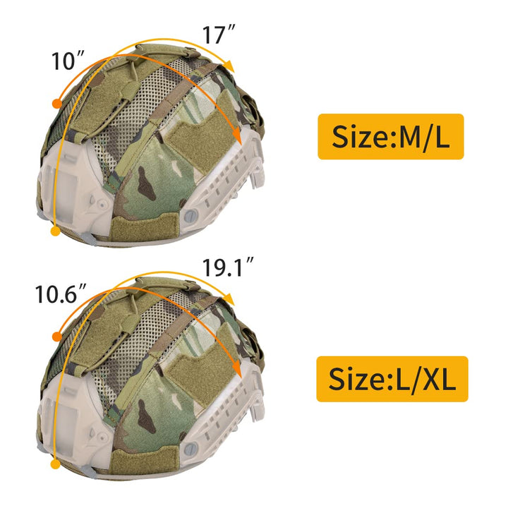 Tactical Helmet Cover With Battery Rear Pouch For Fast Helmet In Size M/L Military Paintball Hunting Shooting Gear - 500D Nylon (Multicam)